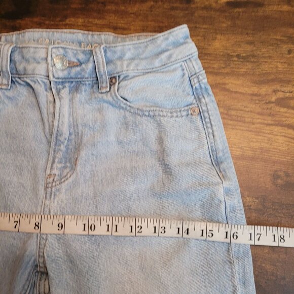 American Eagle Jeans Size 0 R Strigid Mom High Rise Light Wash Stretch Denim - Picture 8 of 11